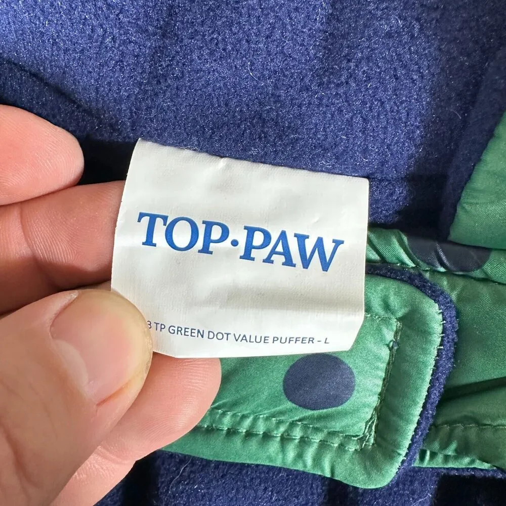 Top-Paw‎ Dog Puffer Jacket Size Large Green Polka Dot New w/tags